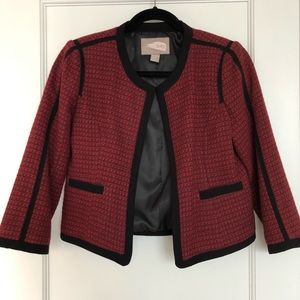 F21 Red Cropped Tweed Jacket / Blazer